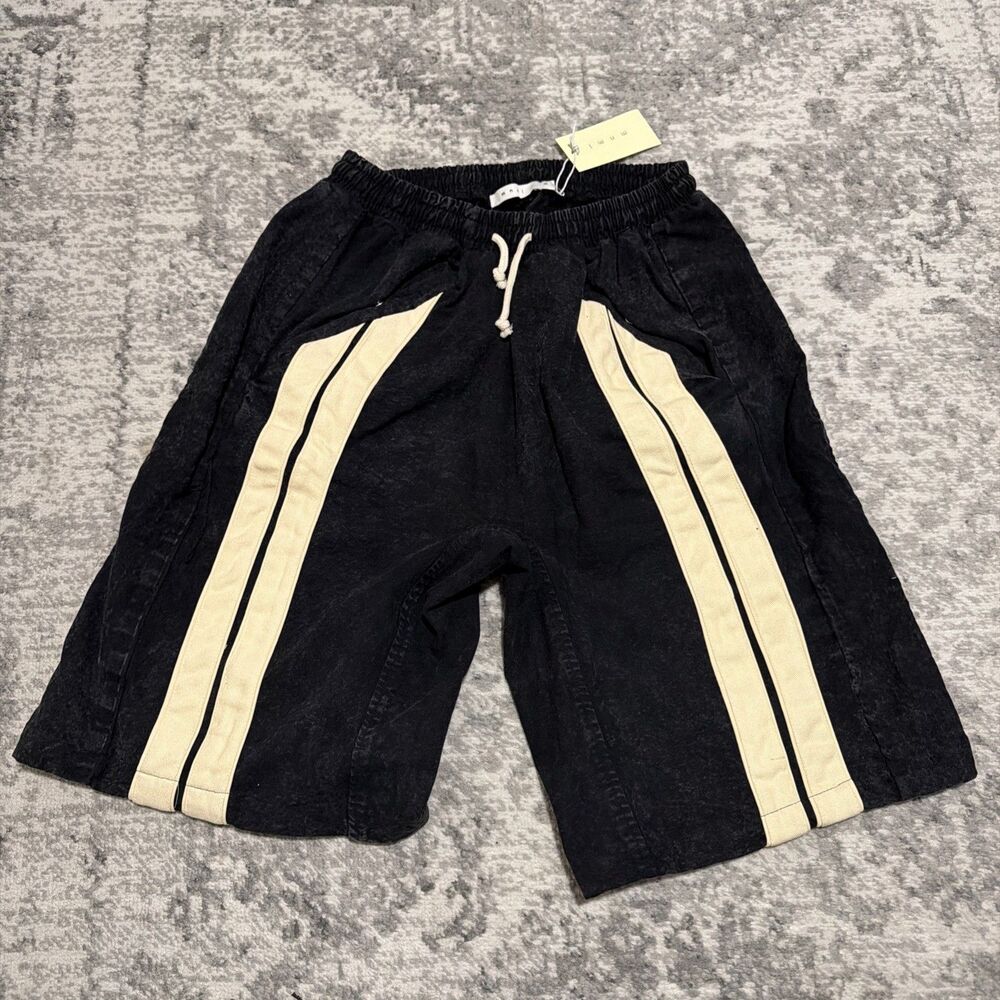 Mnml ULTRA BAGGY STRIPE TWILL SHORTS Washed Black M